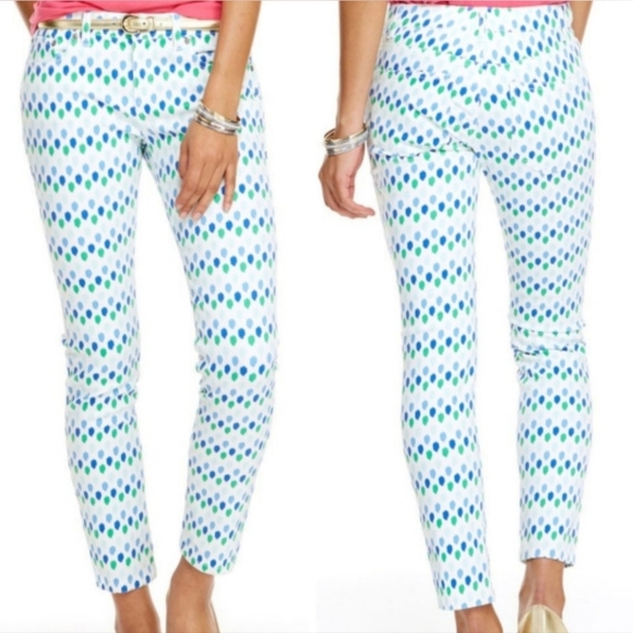 VINEYARD VINES Ikat Dot Print Denim Jeans | SZ 8 - Picture 1 of 11